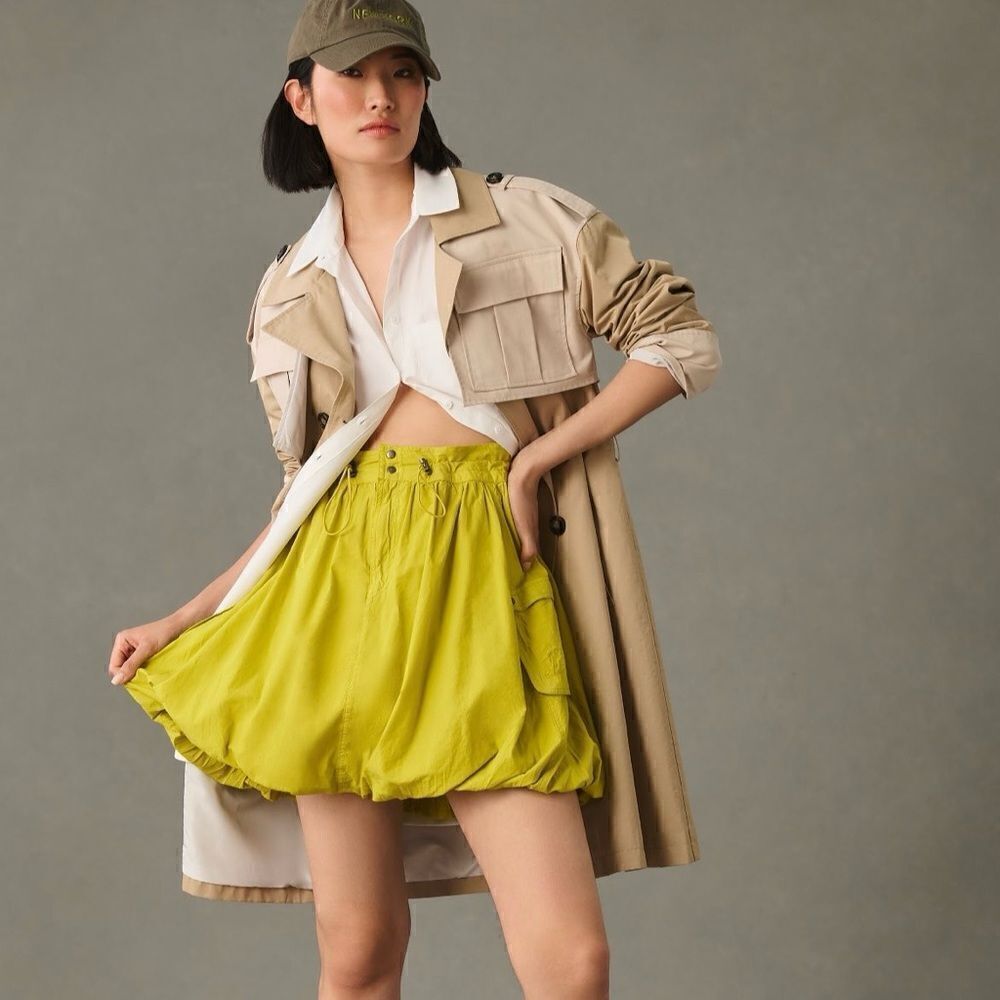 Anthropologie Pilcro Parachute Mini Skirt | Size: 2 | Color: CHARTREUSE